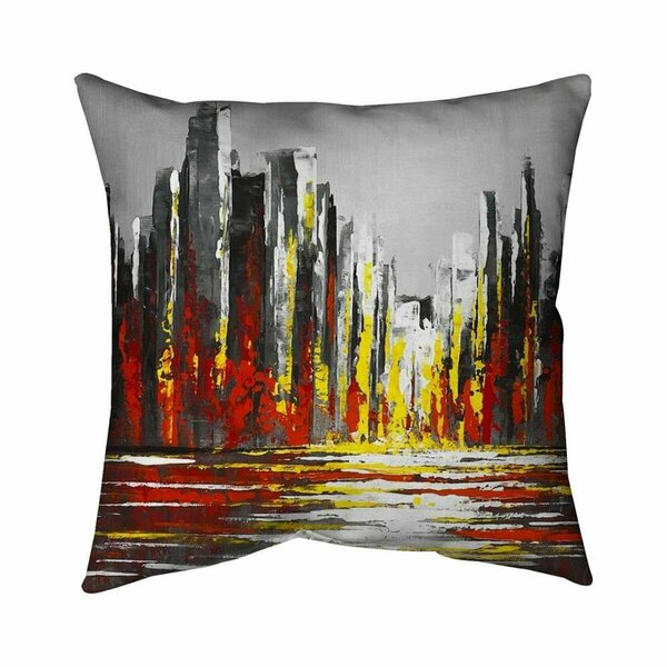 Begin Home Decor 26 x 26 in. Abstract Red Skyline-Double Sided Print Indoor Pillow 5541-2626-CI334